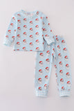 Blue santa print boy pajamas