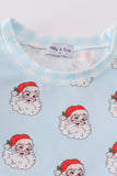 Blue santa print boy pajamas
