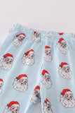 Blue santa print boy pajamas