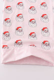 Pink santa print mom pajama pants