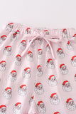 Pink santa print mom pajama pants