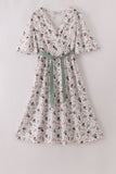 Sage bow tie mom dress