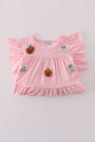 Pink ghost pumpkin sequin ruffle dress