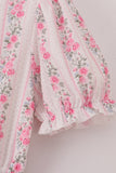 Pink floral print tiered mom dress