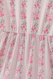 Pink floral print tiered mom dress