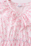Pink bow ruffle tiered dress