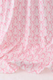 Pink bow ruffle tiered dress