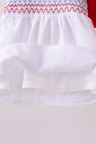White smocked jacquard bloomer set