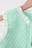 Green Butterfly Smocked Ruffle Shorts Set