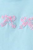 Blue bow french knot plaid skorts set