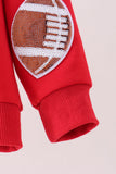 Red football sequin mom&me top