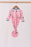 Pink Christmas Tree Embroidery Gown