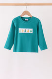 Green Christmas Tree Embroidery Top
