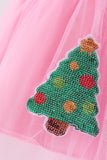 Pink Christmas Tree Sequin Skort