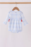 Blue Plaid Bow Ruffle Bubble