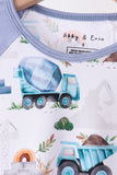 Blue Excavator Bamboo Pajama Set