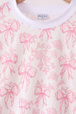 Pink bow floral print mom&me pants set