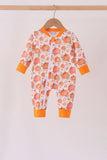 Orange Pumpkin Print Romper