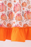 Orange Pumpkin Print Ruffle Dress