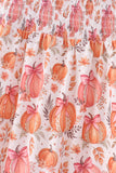 Orange Pumpkin Print Smocked Mom Dress