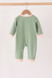 Green farm embroidery romper