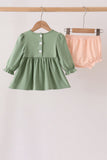 Green farm embroidery bloomer set