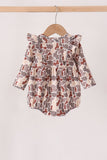 Khaki camoufalge cross deer embroidery ruffle bubble