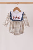 Teal cotton embroidery gingham ruffle bubble