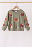 Green turkey sequin mom&me top