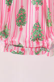Pink christmas tree embroidery stripe bow bubble