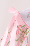 Pink santa bow embroidery bloomer set