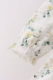 Sage floral smocked ruffle bubble