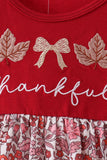 Maroon thankful leaves floral embroidey dress