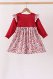 Maroon thankful leaves floral embroidey dress