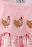 Pink chicken embroidery bubble