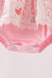 Pink chicken embroidery bubble