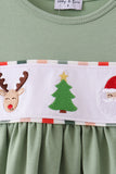 Green Reindeer Tree Embroidery Pants Set