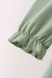 Green Reindeer Tree Embroidery Pants Set