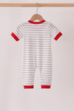 Gray Stripe Daddy's Helper Embroidery Romper
