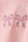 Pink Floral Bow Applique Top