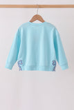 Blue Floral Bow Applique Top