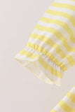 Green Farm Cow Embroidery Stripe  Dress