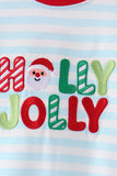 Blue Stripe Holly Jolly Romper