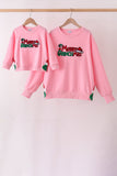 Pink Merry Grinch Embroidery Mom&me Sweatshirt