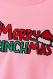 Pink Merry Grinch Embroidery Mom&me Sweatshirt