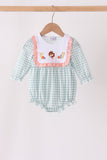 Sage Turkey Embroidery Ruffle Gingham Bubble