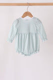 Sage Turkey Embroidery Ruffle Gingham Bubble