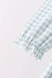 Sage Turkey Embroidery Gingham Ruffle Dress