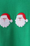 Green Santa Embroidery Pants Set