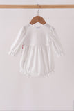 White Candy Cane Smocked polka dot Bubble